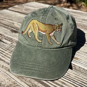 Olive Green Embroidered Cougar Baseball Cap